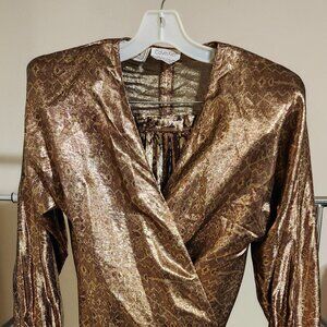 Calvin Klein Gold Lame 2 Piece Vintage Evening Ensemble